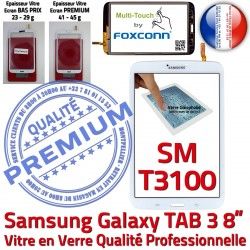 Prémonté Blanche à Coller Qualité en Samsung Galaxy Tactile pouce Supérieure Assemblée PREMIUM Vitre Verre 8 Ecran SM-T3100 TAB3