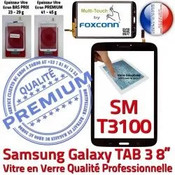 Ecran coller SM-T3100 Noire Assemblée en Supérieure Qualité Samsung PREMIUM Vitre Galaxy Verre à Tactile TAB3 8 inch Prémonté