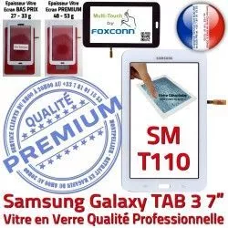 Verre Assemblée SM Ecran SM-T110 en T110 Vitre LITE LCD Blanche TAB3 Tactile Blanc Galaxy Prémonté PREMIUM Supérieure Adhésif Samsung Qualité