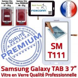Galaxy SM Assemblée en PREMIUM SM-T111 Prémonté LITE Adhésif Verre Vitre Qualité Blanche Tactile Ecran Samsung TAB3 LCD Supérieure Blanc T111