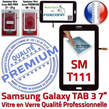 SM-T111 LITE Tab3 Noire Noir T111 Samsung Assemblée SM Tactile TAB3 Qualité Ecran Verre Prémonté LCD Vitre Adhésif Supérieure PREMIUM Galaxy en