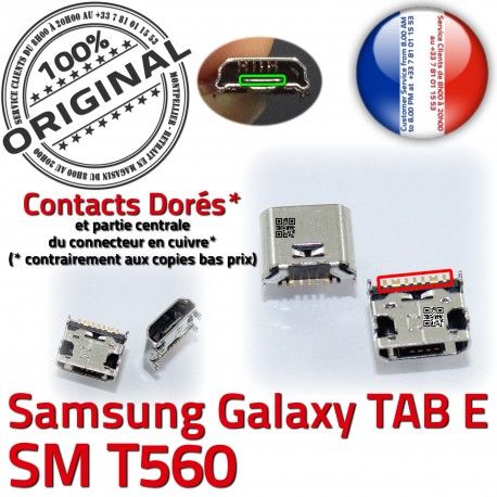 TAB E SM T560 USB Samsung Galaxy Connector de souder SLOT charge MicroUSB Dorés TAB-E Chargeur ORIGINAL Fiche Dock Qualité à SM-T560 Pins Prise