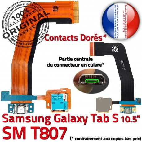 Samsung Galaxy TAB S SM-T807 Ch Lecteur Mémoire ORIGINAL TAB-S Nappe Micro de SD Connecteur Doré Chargeur Port USB Prise Charge Qualité