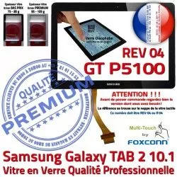 N P5100 GT TAB2 Tactile Ecran Galaxy Assemblée REV PREMIUM Adhésif Samsung Qualité GT-P5100 Vitre LCD en Noire 2 R Verre TAB 10.1 04 Prémonté