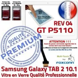 P5110 Verre R04 Assemblée Ecran Tactile B Blanc Prémonté Vitre GT Samsung LCD REV Galaxy en 10.1 TAB-2 PREMIUM Adhésif Qualité