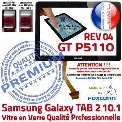 Vitre LCD PREMIUM 10.1 N R04 Tactile Qualité Supérieure REV en GT Adhésif Prémonté Samsung Noir Galaxy P5110 TAB-2 Verre Ecran