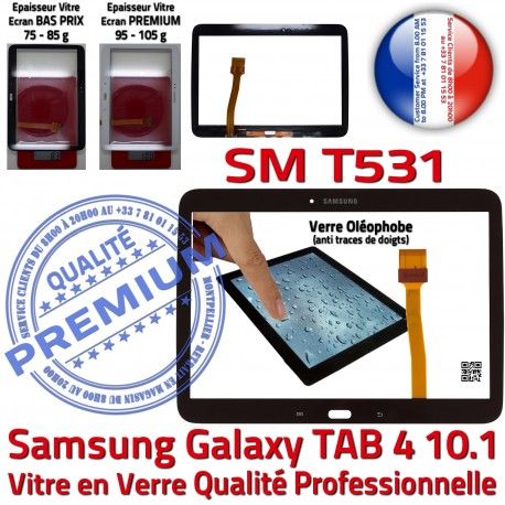 Galaxy SM-T531 Tab4 Noire Vitre Qualité Verre Assemblée Prémonté Complet Samsung PREMIUM Adhésif Écran en Noir Complète TAB4 Tactile