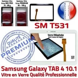 Verre Qualité Supérieure Prémonté Complet Blanc Galaxy Blanche SM-T531 Tactile Écran Samsung PREMIUM Vitre Tab4 TAB4 Complète Adhésif