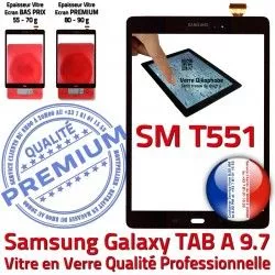 Samsung T551 SM Noire Écran Noir Verre TAB-A en SM-T551 Assemblée Adhésif TAB Complète Vitre A Prémonté PREMIUM Galaxy Tactile Qualité Complet