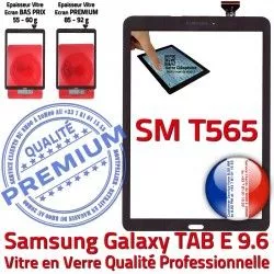 E Galaxy SM-T565 Prémonté Adhésif TAB 9.6 T565 Samsung Verre Tactile Ecran Assemblée Noire SM Vitre Supérieure Qualité PREMIUM Noir TAB-E