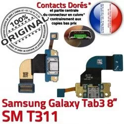 ORIGINAL Réparation Chargeur 3 Dorés SM T311 TAB TAB3 Ch MicroUSB Samsung de Qualité Charge OFFICIELLE Contacts Galaxy Nappe SM-T311 Connecteur