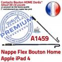 Nappe Bouton Home iPad 4 A1459 Remplacement Tablette Autocollant Châssis Réparation Poussoir iPad4 Accueil Flex Adhésif Qualité Apple