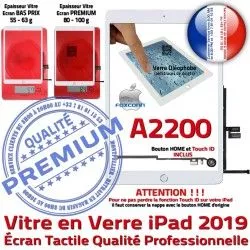 2019 iPad Tablette Adhésif Caméra Tactile Qualité Verre Fixation A2200 Vitre Blanc HOME Nappe Réparation Monté Oléophobe Ecran