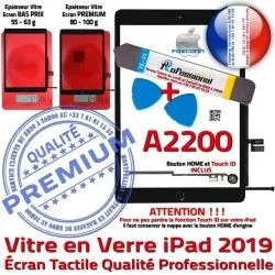 N Outils iPad PACK Vitre Bouton Verre Adhésif KIT Qualité PREMIUM 2019 A2200 Oléophobe Démontage Noire HOME Tactile Réparation Precollé