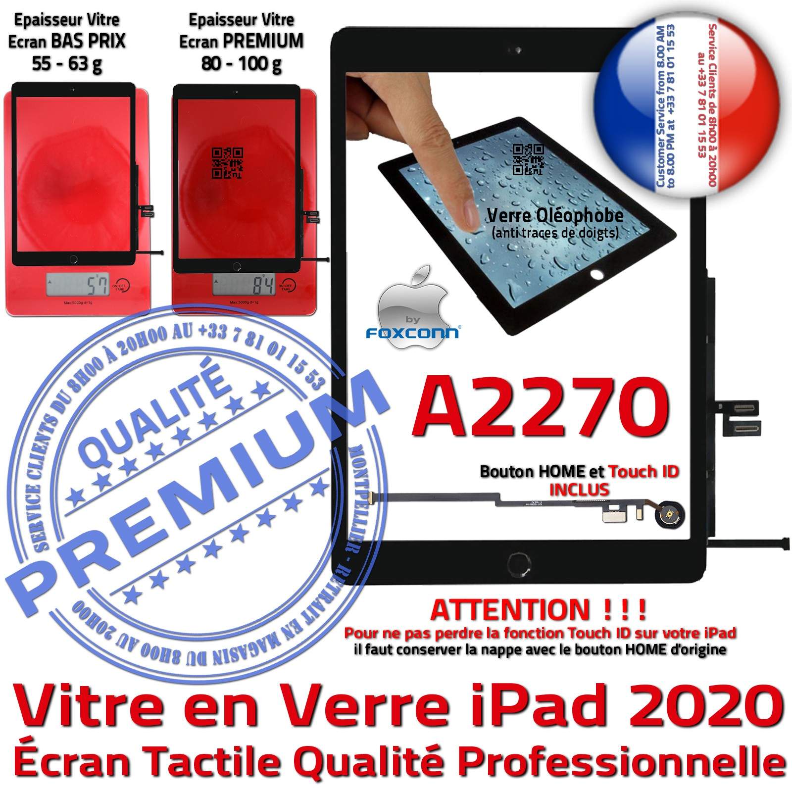 Vitres iPad 8 - 2020 10.2-inch 8ème génération Verre Trempé Protection  Ecran Apple Anti Rayures