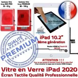 A2429 2020 Adhésif Blanc PREMIUM Ecran iPad HOME A2270 Vitre Verre Remplacement Fixation A2428 A2430 B Bouton Qualité Caméra Oléophobe Tactile Precollé