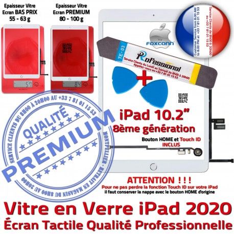 PACK A2270 A2428 A2429 A2430 B KIT 2020 Precollé Adhésif Nappe Blanche Tactile iPad Réparation Verre PREMIUM Tablette Qualité HOME Démontage Bouton Outil Vitre