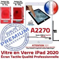 iPad Nappe Verre Blanc Vitre Caméra Fixation Monté A2270 Qualité Tablette Réparation Oléophobe Adhésif Ecran HOME 2020 Tactile