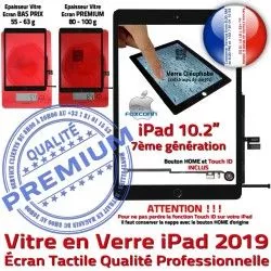 A2198 PREMIUM Qualité Tactile A2197 iPad Fixation HOME Bouton Remplacement Ecran Verre Adhésif 2019 Precollé Caméra Oléophobe A++ Noir Vitre A2200