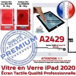 Nappe iPad Qualité Fixation Vitre Blanc Caméra Monté HOME Tactile 2020 Ecran Tablette Adhésif A2429 Verre Réparation Oléophobe