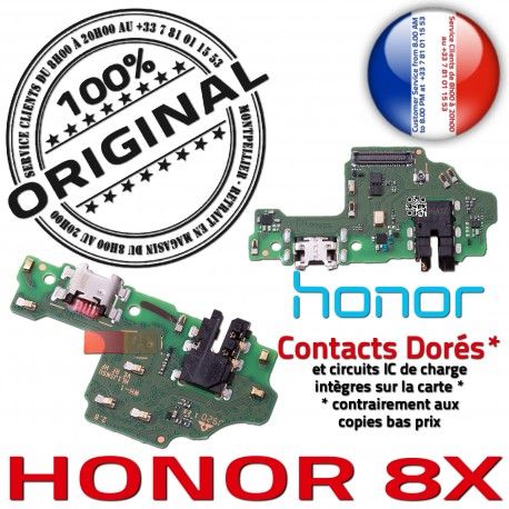Honor 8X Prise Alimentation PORT OFFICIELLE Nappe Qualité Charge Microphone Antenne Téléphone Micro Câble ORIGINAL Chargeur USB