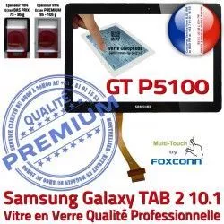 Noire en TAB-2 P5100 Samsung PREMIUM Chocs GT Résistante Ecran 10.1 aux Qualité 2 Vitre Supérieure Tactile Galaxy Verre Noir TAB