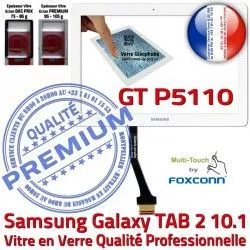 10.1 Blanc Tactile Blanche 2 aux P5110 Samsung Galaxy Verre Résistante TAB Ecran GT-P5110 en TAB-2 Supérieure Chocs PREMIUM GT Vitre Qualité