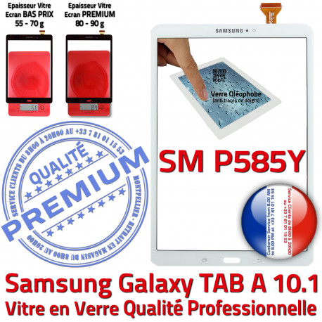 Galaxy Samsung TAB A SM-P585Y B Résistante Supérieure Qualité TAB-A Tactile Chocs Vitre 10.1 PREMIUM Blanche inch aux Verre Blanc Ecran