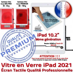 A2605 Bouton Remplacement iPad Adhésif Tactile PREMIUM Oléophobe A2603 A2602 2021 A2604 HOME B Fixation Qualité Blanc Vitre Caméra Verre Ecran Precollé