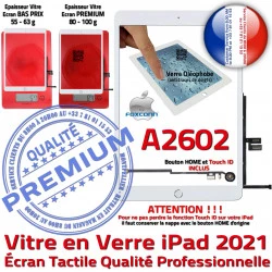 Tactile Réparation Tablette Monté Vitre Oléophobe Caméra Adhésif A2602 2021 Fixation Nappe Qualité Blanc Verre Ecran HOME iPad