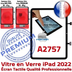 Noir iPad Qualité Nappe Vitre Adhésif Verre Oléophobe A2757 Tablette Tactile Réparation Monté 2022 Professionnelle Écran Dorée