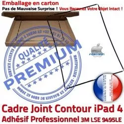 Noir iPad Contour Ecran ABS Réparation Joint N 4 Plastique Vitre Cadre Tactile Apple Châssis Precollé Adhésif Tablette Autocollant