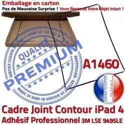 Joint Autocollant Vitre Precollé Tablette Plastique iPad Châssis Apple 4 Ecran A1460 N Contour Tactile Adhésif Cadre Noir Réparation