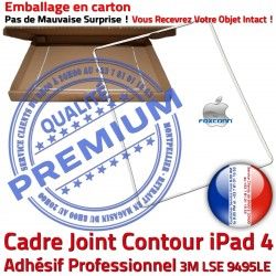 Joint Precollé B Cadre Plastique Autocollant Adhésif Tactile iPad4 ABS Contour Réparation Tablette Apple Châssis 4 Ecran iPad Vitre Blanc