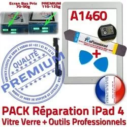 Qualité Bouton Démontage Verre 4 PREMIUM iPad iPad4 Vitre Precollé Oléophobe KIT PACK Tactile HOME B Blanche Adhésif Réparation A1460 Outils