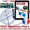 PACK iPad 4 A1458 iLAME Joint N Tactile Precollé iPad4 Vitre Adhésif Apple Noire HOME Verre Tablette Cadre Chassis Bouton KIT Outils Réparation