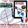 PACK iPad 4 A1459 iLAME Joint N Vitre Adhésif Apple Precollé Verre iPad4 Réparation Bouton Noire Tactile Cadre Tablette Chassis KIT Outils HOME