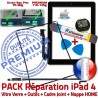 PACK iPad4 iLAME Joint Nappe N Vitre Tactile HOME Adhésif Réparation Bouton Verre 4 PREMIUM iPad Outils Noire Apple KIT Precollé Cadre Tablette