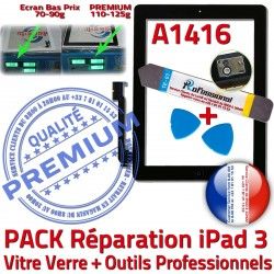 Vitre Noire Bouton Oléophobe iPad PACK KIT HOME N Qualité Adhésif PREMIUM Tactile Démontage Outils Réparation A1416 3 Precollé Verre iPad3