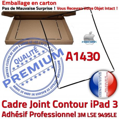 Joint Plastique iPad 3 A1430 N Tactile Tablette Precollé Réparation Apple Noir Vitre Ecran Châssis Cadre Autocollant Contour Adhésif