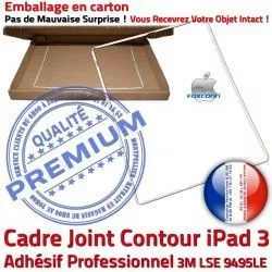 Vitre Réparation Precollé Tablette Apple Adhésif Tactile Joint 3 iPad B ABS Châssis Blanc Contour iPad3 Cadre Autocollant Plastique Ecran