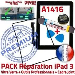 Apple iLAME Tablette Joint Tactile 3 Chassis Réparation Bouton A1416 Precollé HOME iPad3 Noire N Outils Verre PACK Adhésif iPad Vitre KIT Cadre