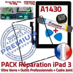 PACK Precollé Tablette KIT Joint Outils HOME Noire iPad iPad3 Apple A1430 Vitre Bouton 3 Chassis Adhésif Verre N Réparation Cadre Tactile iLAME