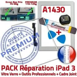 Tablette Apple Blanche Joint Réparation Cadre PACK HOME iLAME Bouton Adhésif iPad PREMIUM Outils Verre A1430 iPad3 Vitre Precollé 3 Tactile B