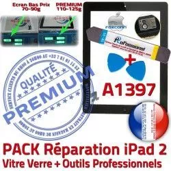 2 Qualité Noire A1397 Réparation Vitre Démontage Adhésif PACK Oléophobe iPad Verre Bouton PREMIUM HOME iPad2 KIT Tactile Outils Precollé N