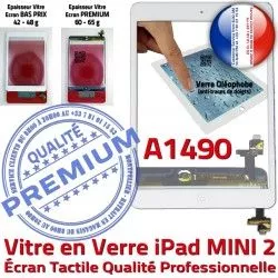 Ecran Oléophobe Tactile Nappe Adhésif Bouton iPad Mini2 Tablette Blanc Caméra Filtre Réparation Monté Home A1490 Vitre Verre Fixation