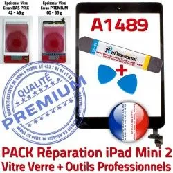 IC Réparation Vitre Bouton KIT Tablette Adhésif Nappe PACK Tactile A1489 Mini Verre Precollé Qualité Outils PREMIUM Noire Apple iPad Noir MINI HOME