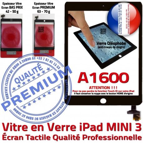 Mini3 iPad A1600 Noir Nappe Home Monté Fixation Filtre Ecran Caméra Tactile Tablette Bouton Adhésif Réparation Verre Oléophobe Vitre