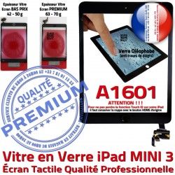 Ecran iPad Tactile Filtre Tablette Mini3 Nappe Fixation Réparation Adhésif PREMIUM Caméra Noir A1601 Oléophobe Verre Vitre Bouton