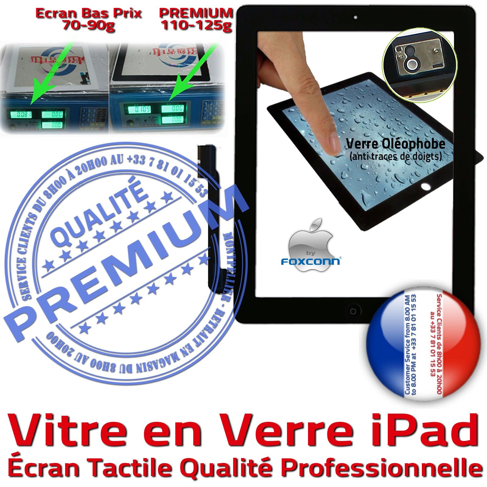 PACK Apple iPad 3 Remplacement Ecran Tactile Noir Verre PREMIUM